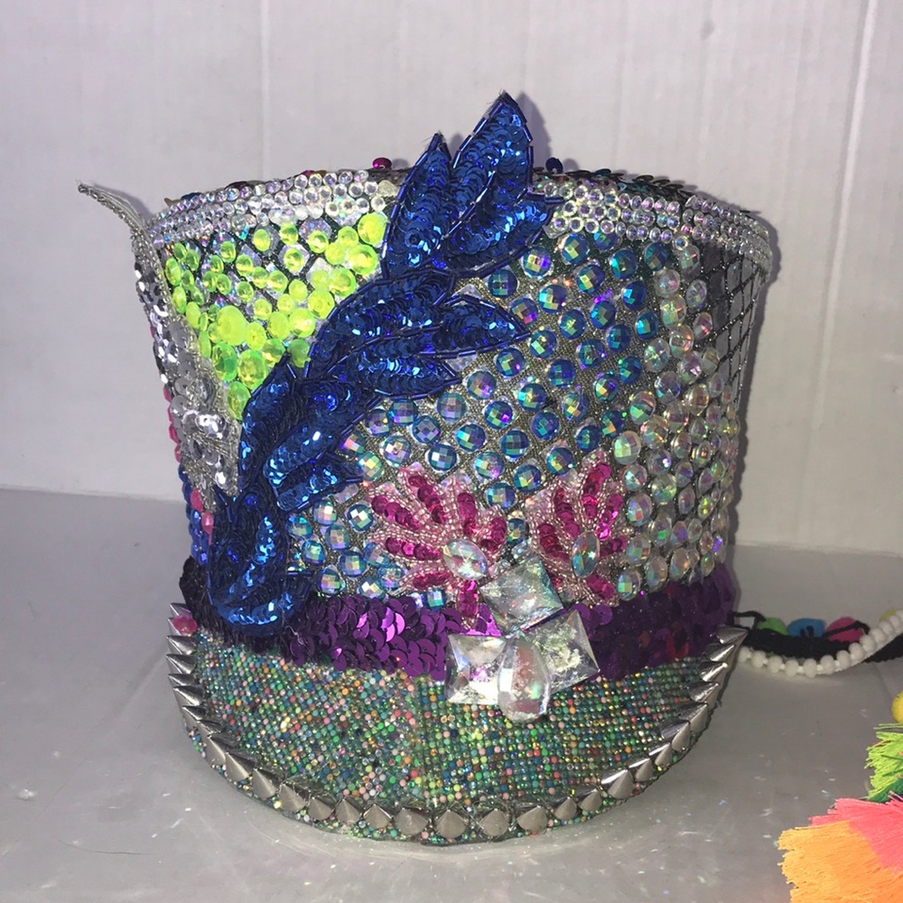 Handmade burning man festival hat- marching band